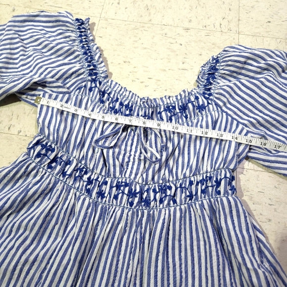 American Eagle | Blue and White Striped Cottagecore Dress - Picture 8 of 9